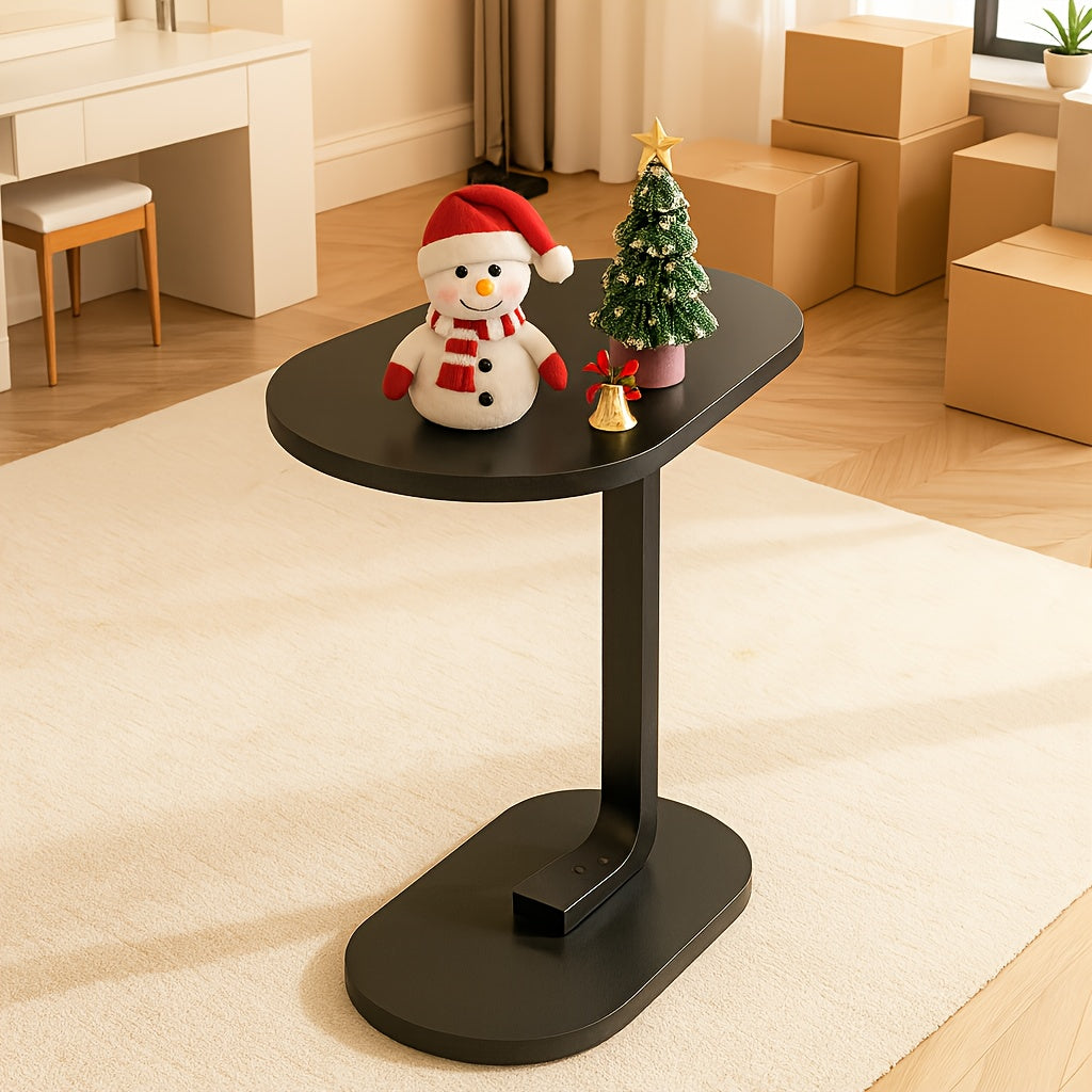 Modern C-Shaped Side Table with Round Bedside Table & Sofa End Table - Space-Saving Narrow Bedside Cabinet