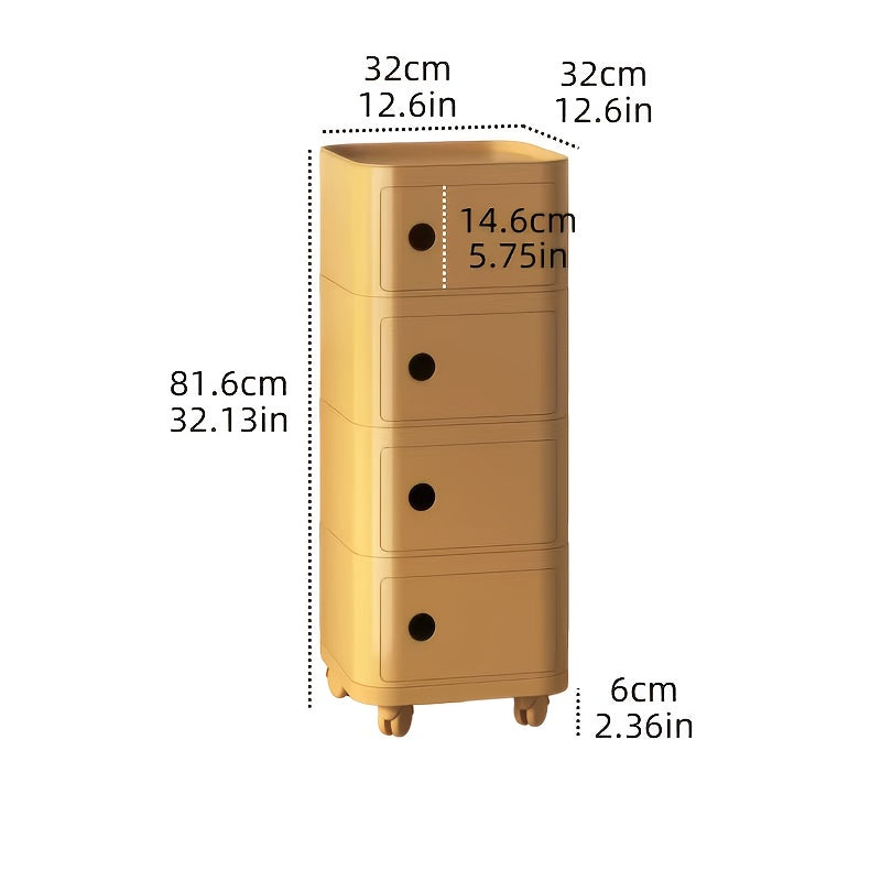 Square Bedside Table, ABS Plastic Drawer Organizer for Home Use