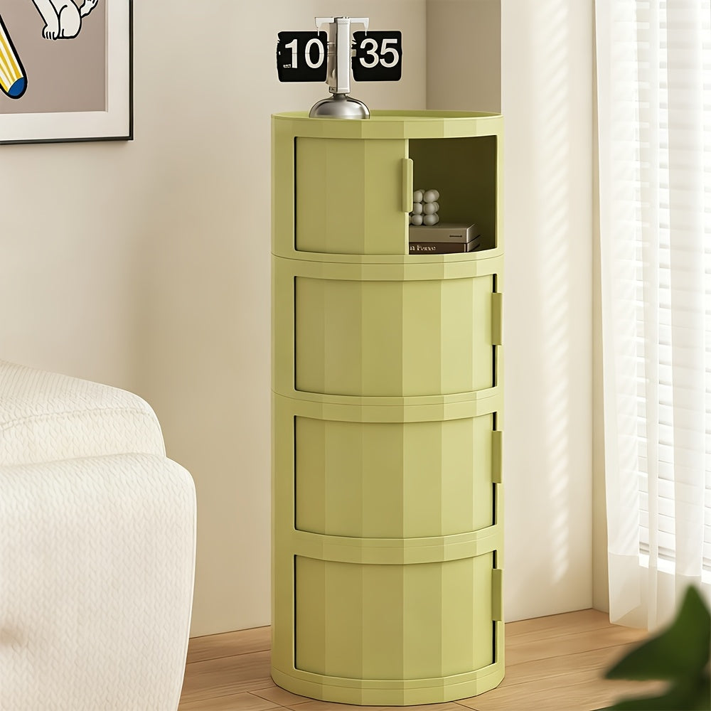 Compact Round Storage Cabinet with Bedside Table & Sofa End Use