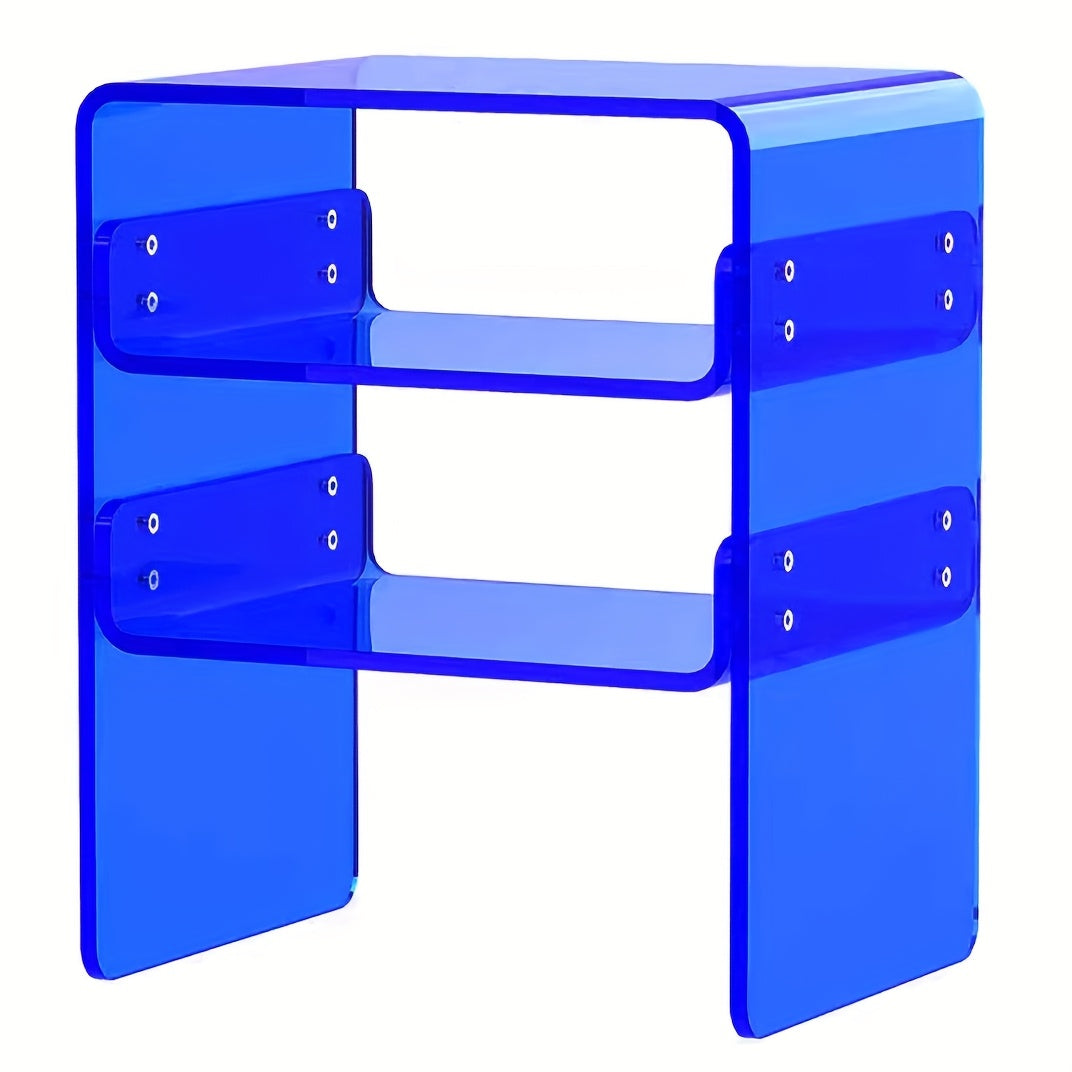 Modern Orange 3-Tier Acrylic Side Table - Heavy-Duty Multifunctional 3-Shelf Freestanding Furniture