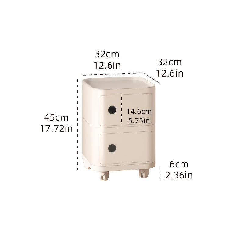 Square Bedside Table, ABS Plastic Drawer Organizer for Home Use