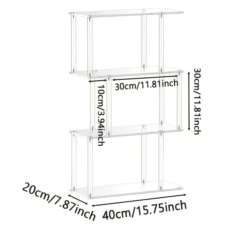 Transparent Acrylic Geometric Bookshelf, Minimalist Bedside Table