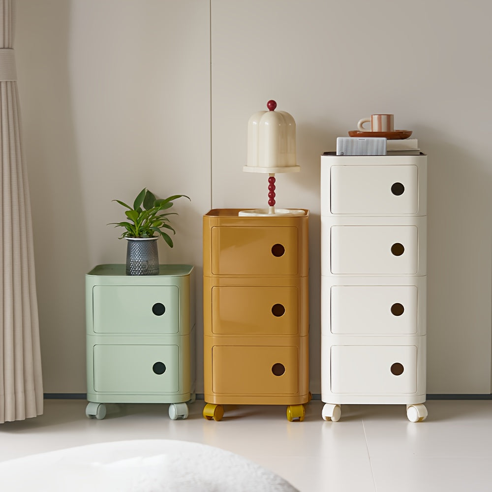 Square Bedside Table, ABS Plastic Drawer Organizer for Home Use