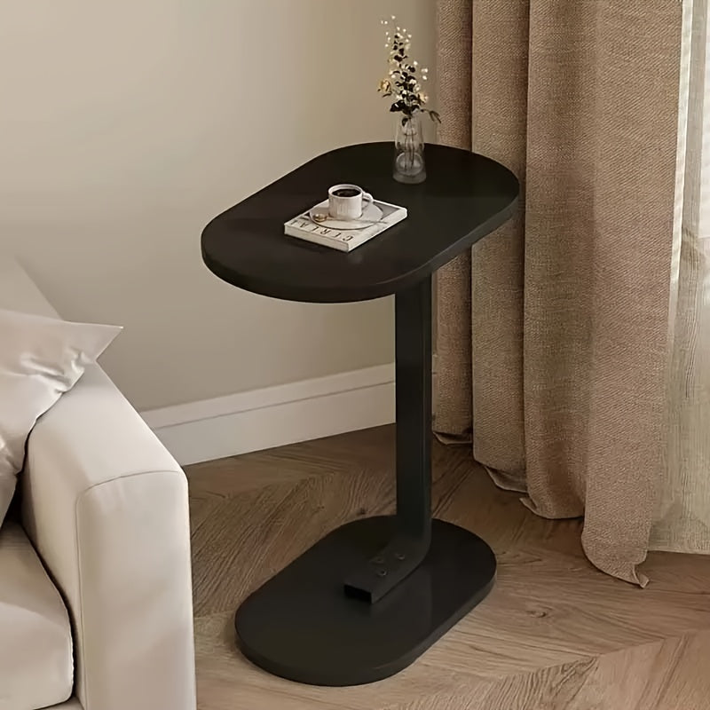Modern C-Shaped Side Table with Round Bedside Table & Sofa End Table - Space-Saving Narrow Bedside Cabinet