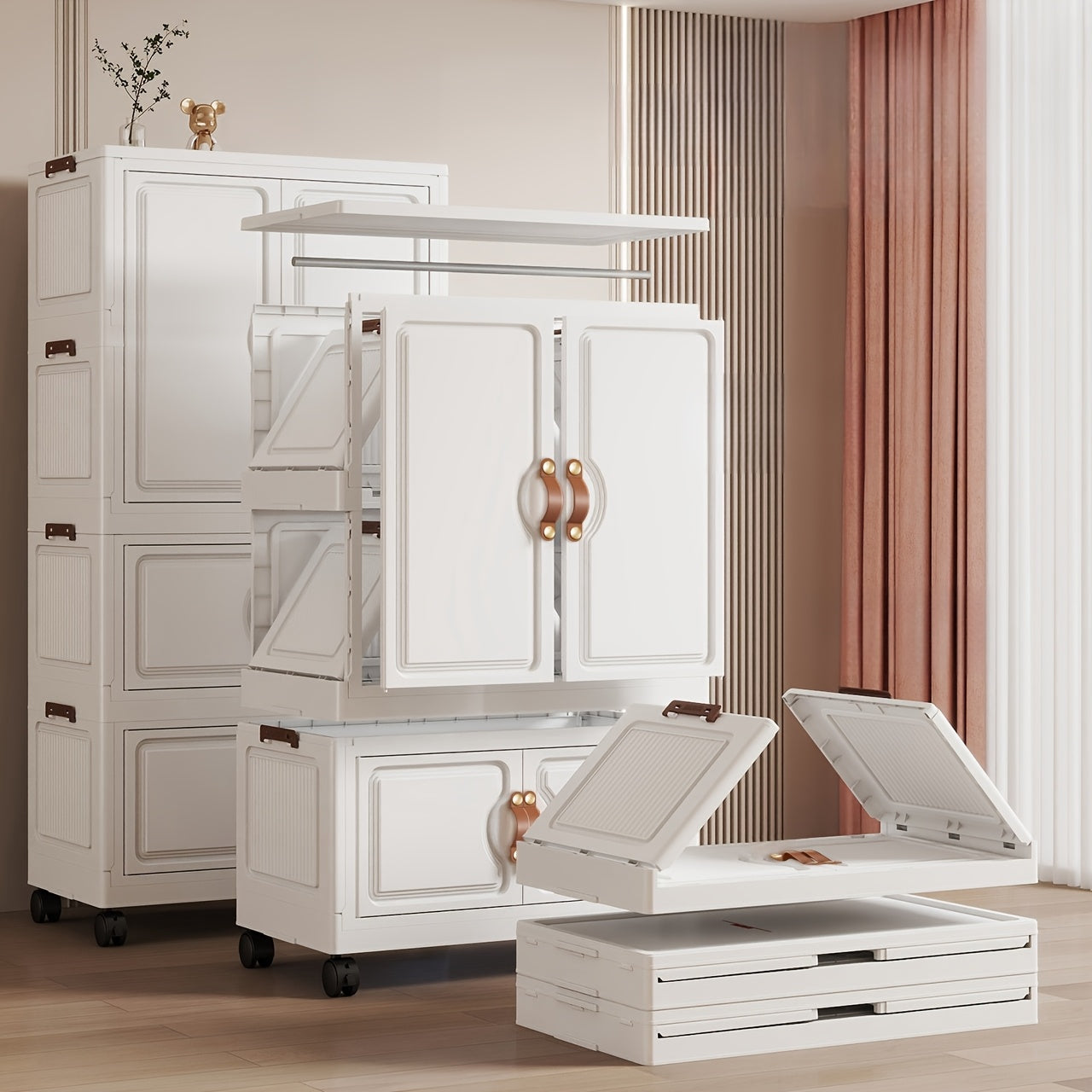 27.56inch household clothes storage cabinet, hanging wardrobe, bedroom clothes cabinet,