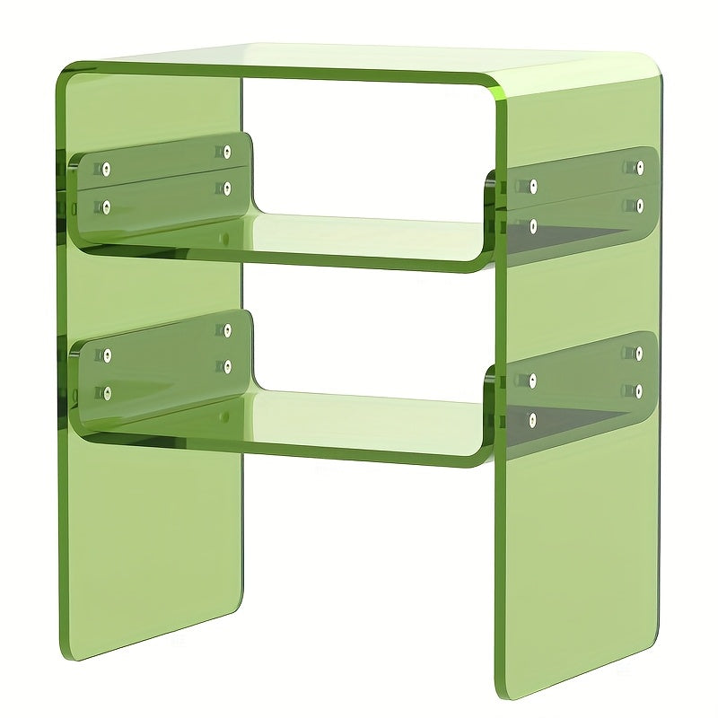 Modern Orange 3-Tier Acrylic Side Table - Heavy-Duty Multifunctional 3-Shelf Freestanding Furniture