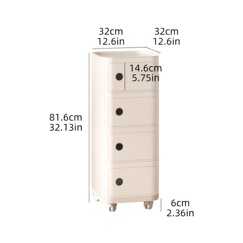 Square Bedside Table, ABS Plastic Drawer Organizer for Home Use