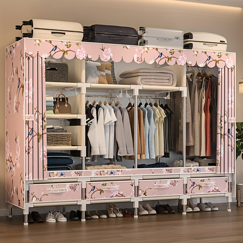 1pc of simple assembled wardrobe with drawers for rental housing. The dormitory is sturdy