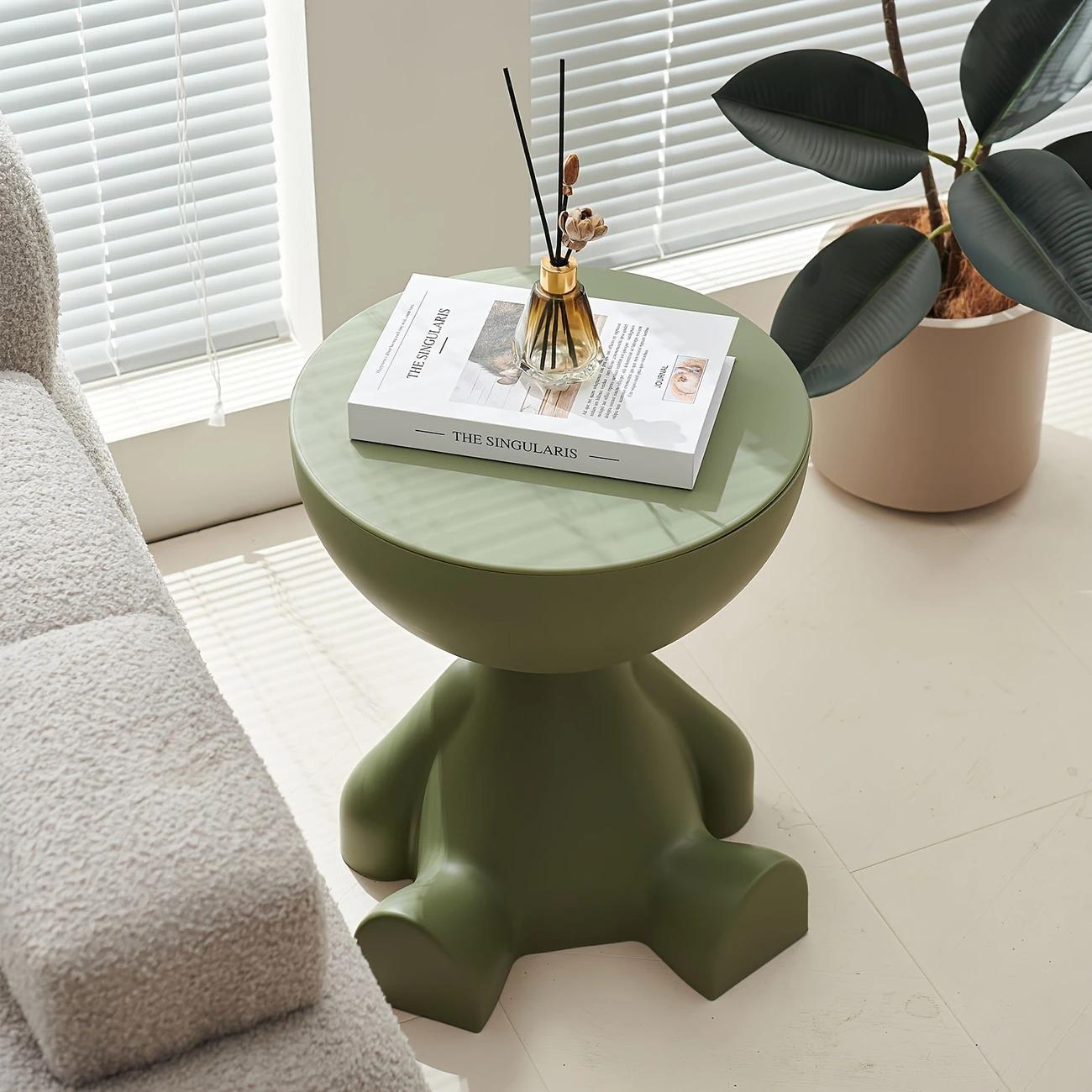 A Modern Bear-Shaped Plastic Nightstand for Lamp And Coffee Cup Holder