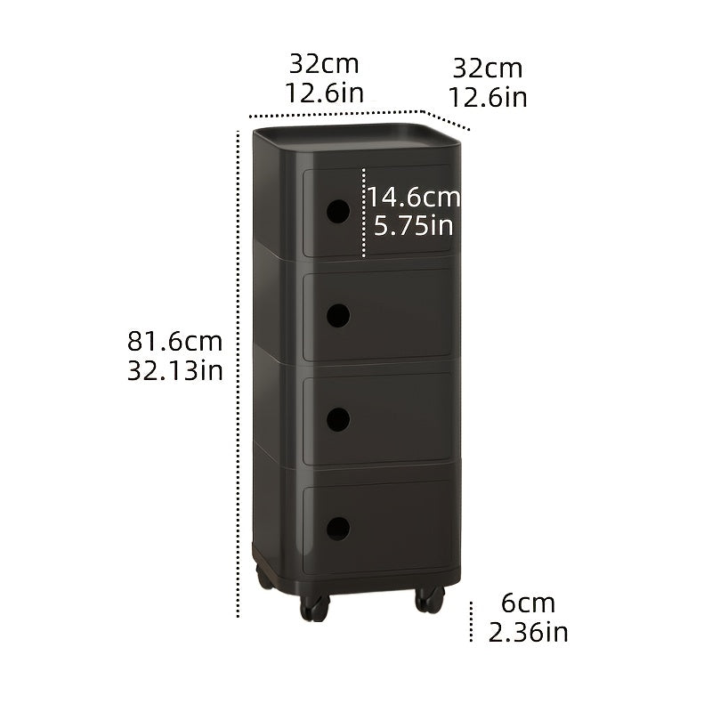 Square Bedside Table, ABS Plastic Drawer Organizer for Home Use