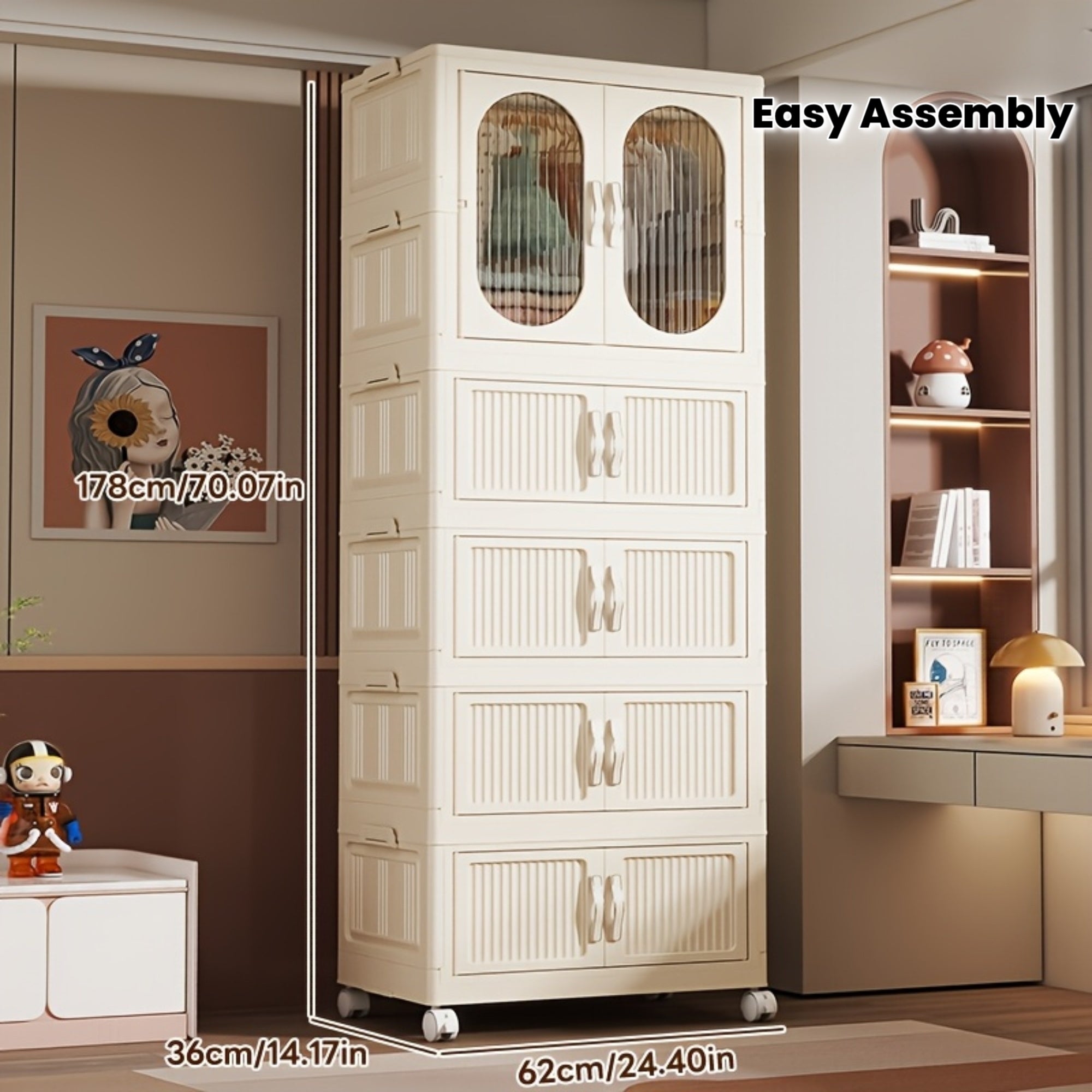 Assembly Cabinet Foldable Magnetic Cabinet | 62cm Front, 36cm Side