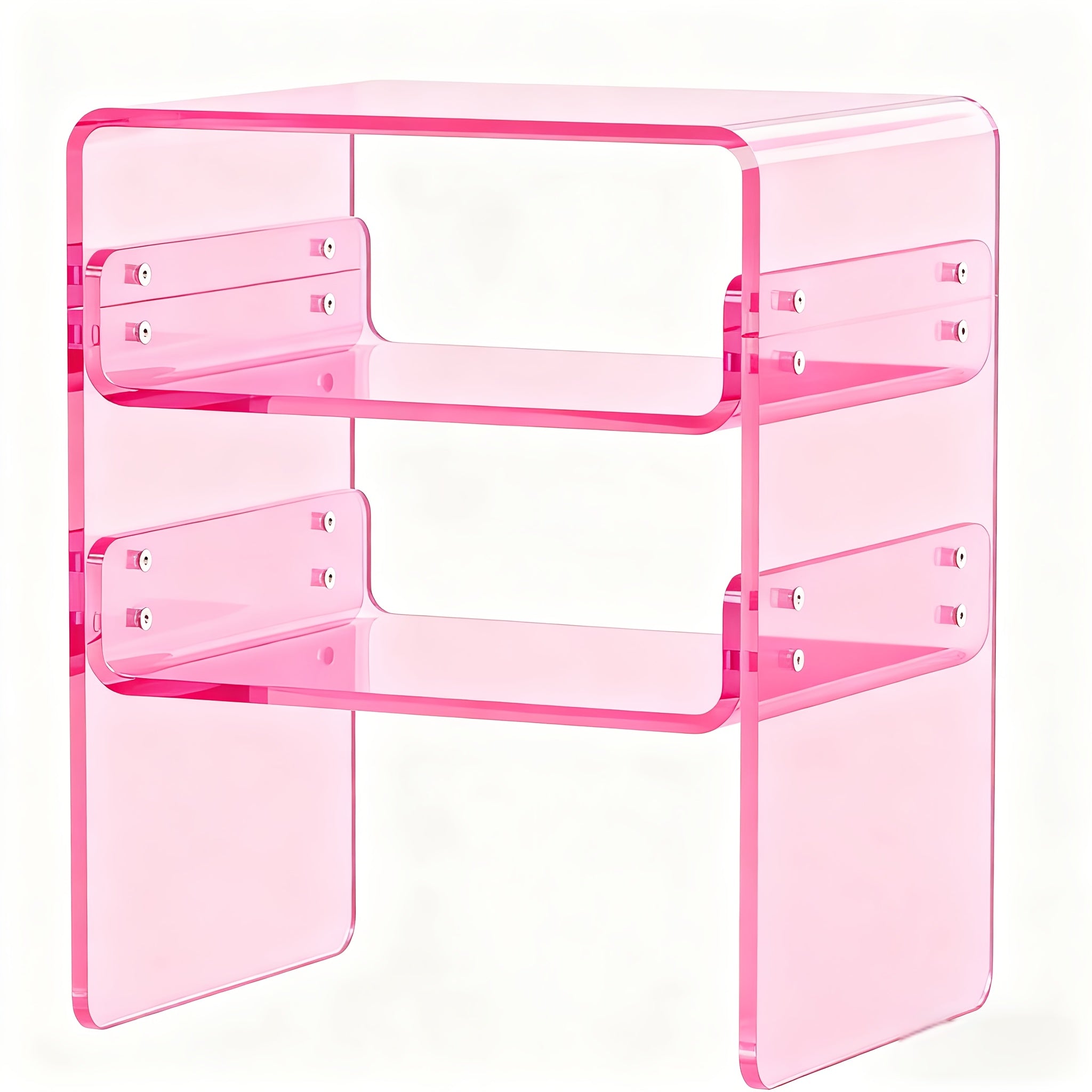 Modern Orange 3-Tier Acrylic Side Table - Heavy-Duty Multifunctional 3-Shelf Freestanding Furniture