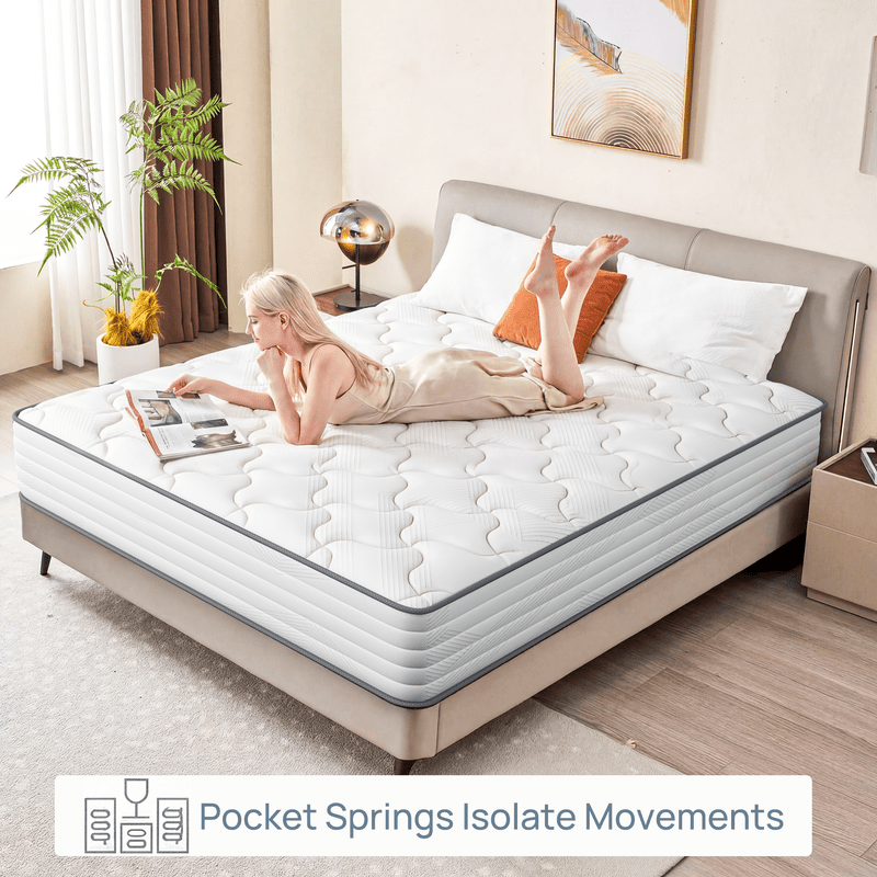 8in\u002F10in\u002F12in Twin, Full, Queen, King, Hybrid Mattress with Memory Foam and Spring