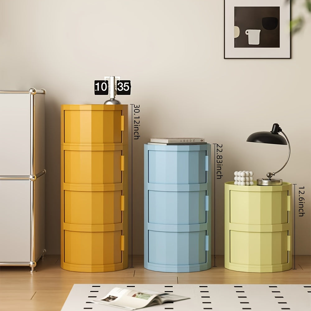 Compact Round Storage Cabinet with Bedside Table & Sofa End Use