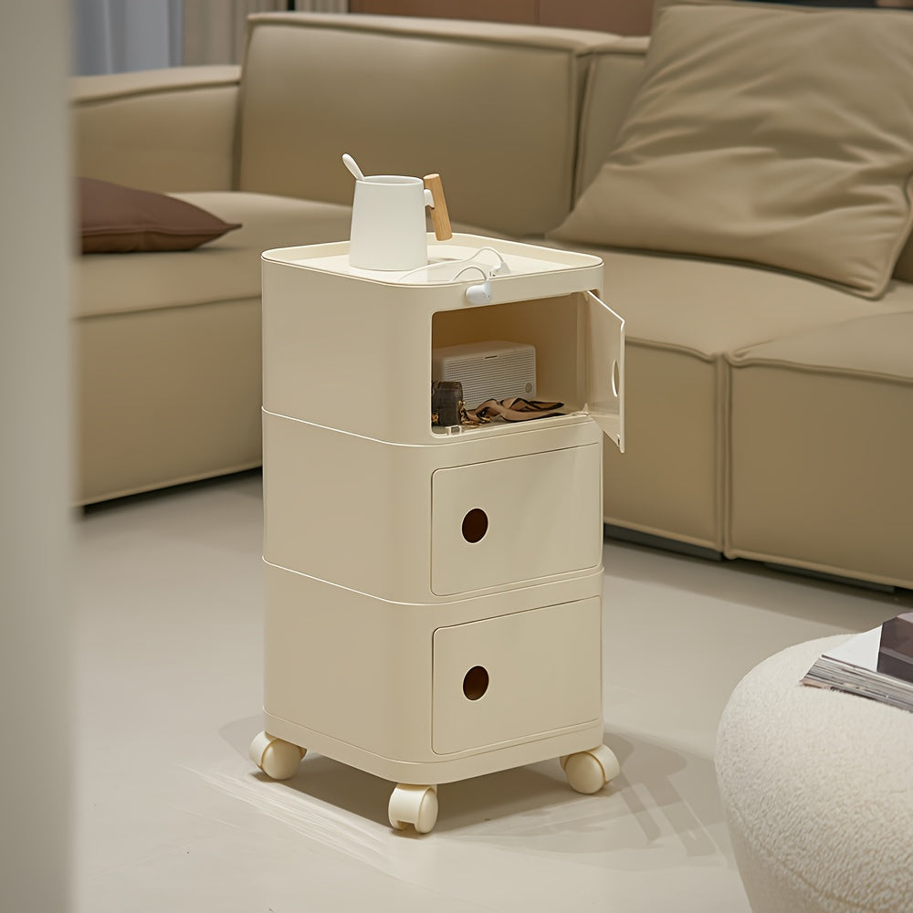 Square Bedside Table, ABS Plastic Drawer Organizer for Home Use