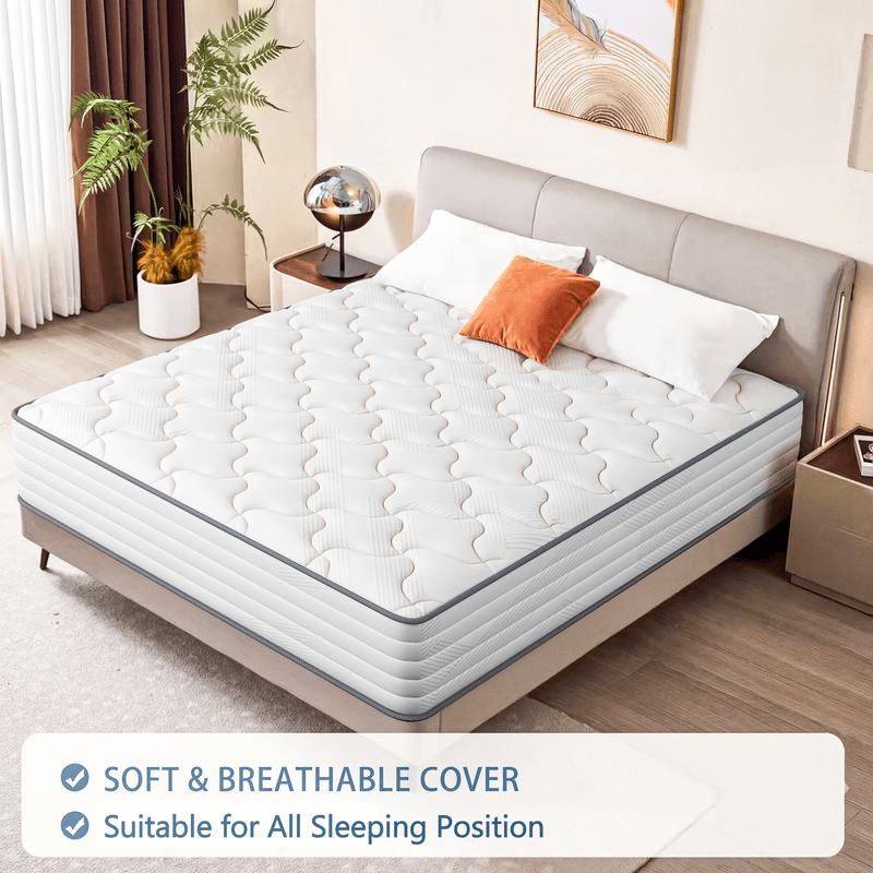 8in\u002F10in\u002F12in Twin, Full, Queen, King, Hybrid Mattress with Memory Foam and Spring