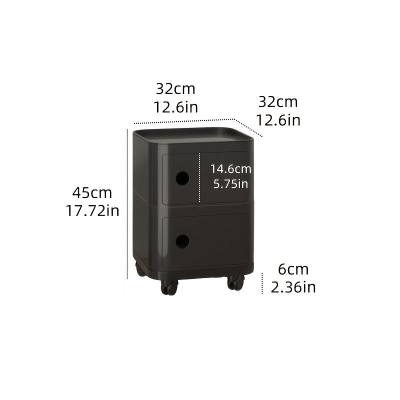 Square Bedside Table, ABS Plastic Drawer Organizer for Home Use