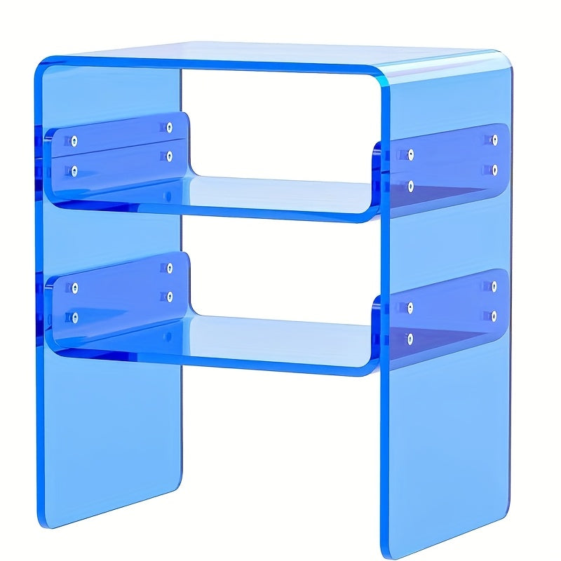Modern Orange 3-Tier Acrylic Side Table - Heavy-Duty Multifunctional 3-Shelf Freestanding Furniture