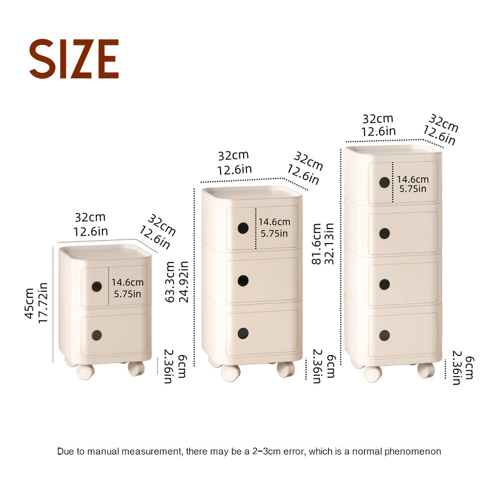 Square Bedside Table, ABS Plastic Drawer Organizer for Home Use