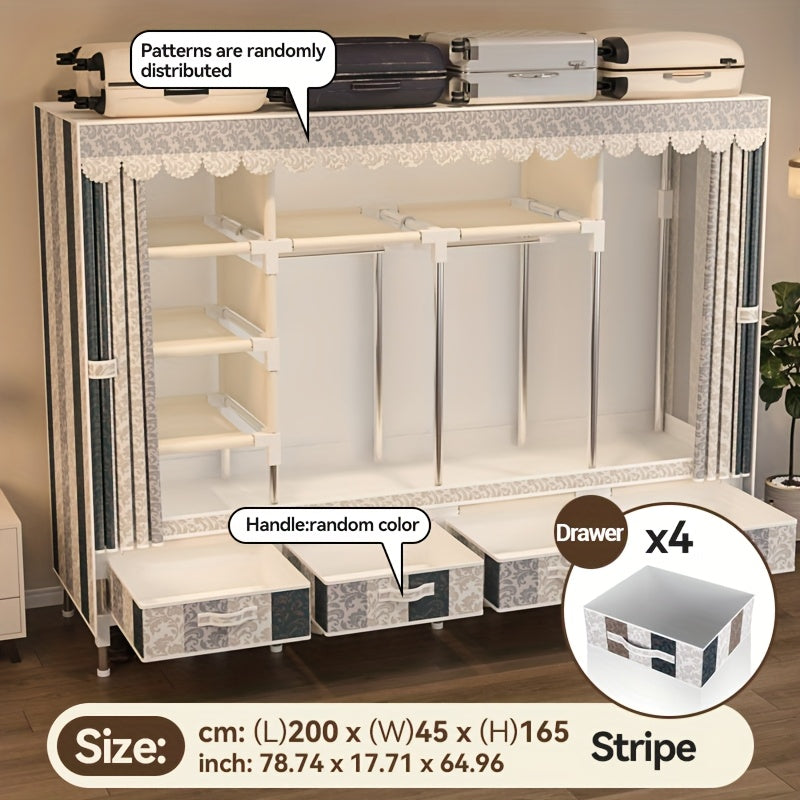 1pc of simple assembled wardrobe with drawers for rental housing. The dormitory is sturdy