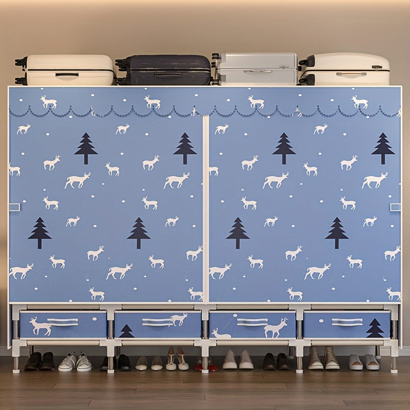 1pc of simple assembled wardrobe with drawers for rental housing. The dormitory is sturdy