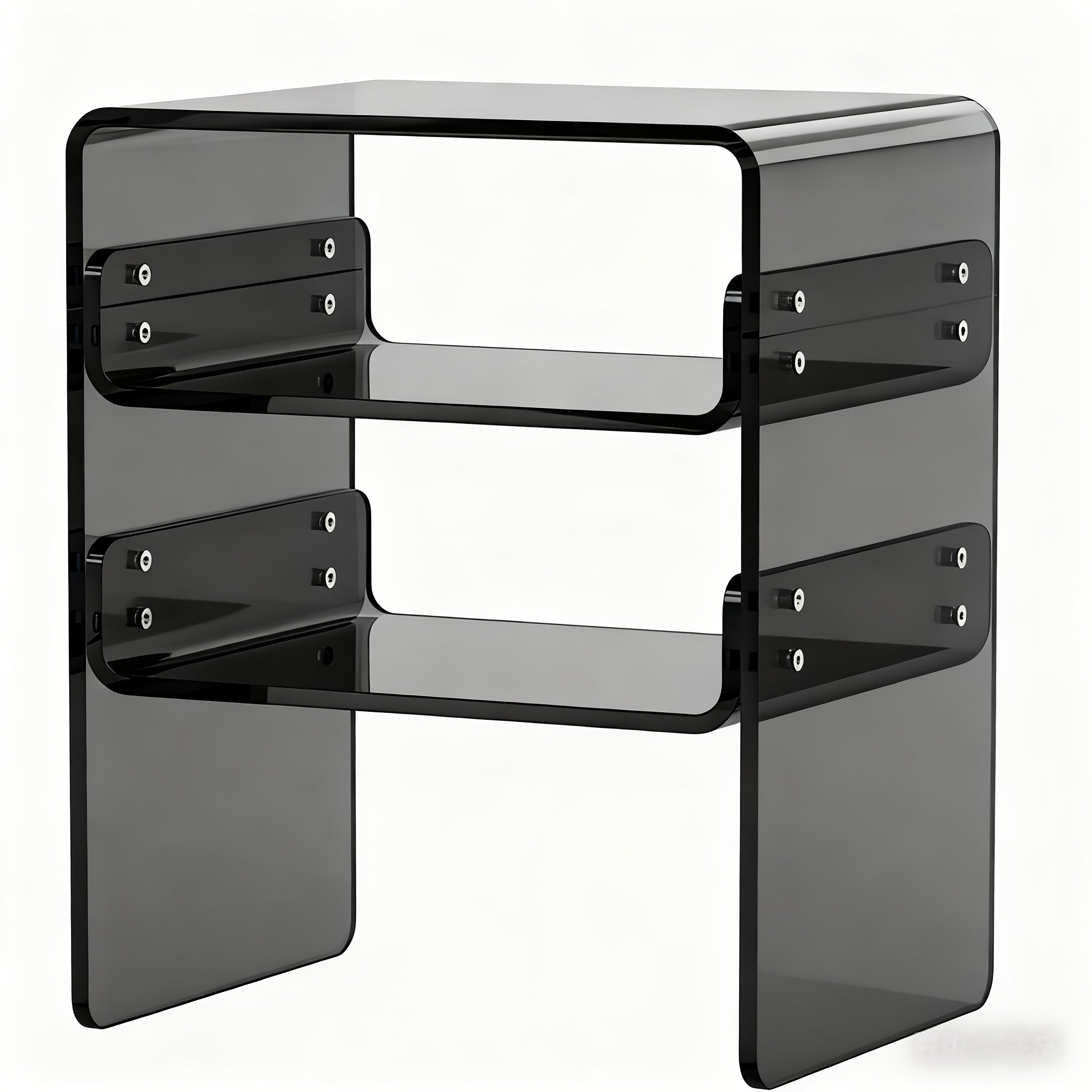 Modern Orange 3-Tier Acrylic Side Table - Heavy-Duty Multifunctional 3-Shelf Freestanding Furniture