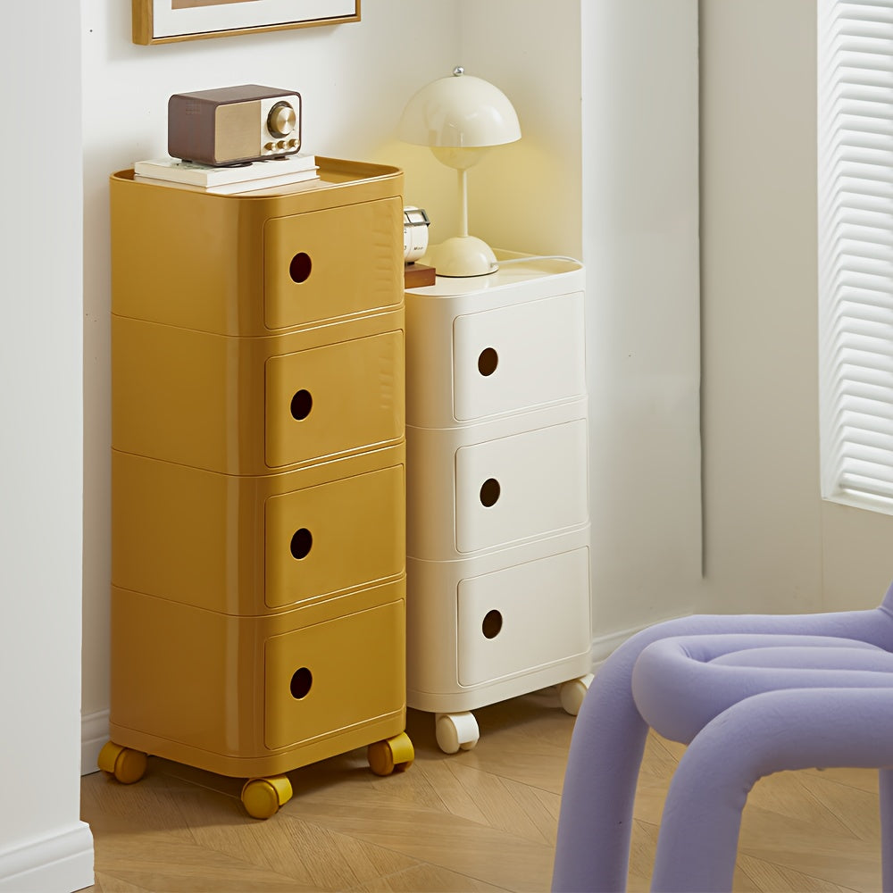 Square Bedside Table, ABS Plastic Drawer Organizer for Home Use