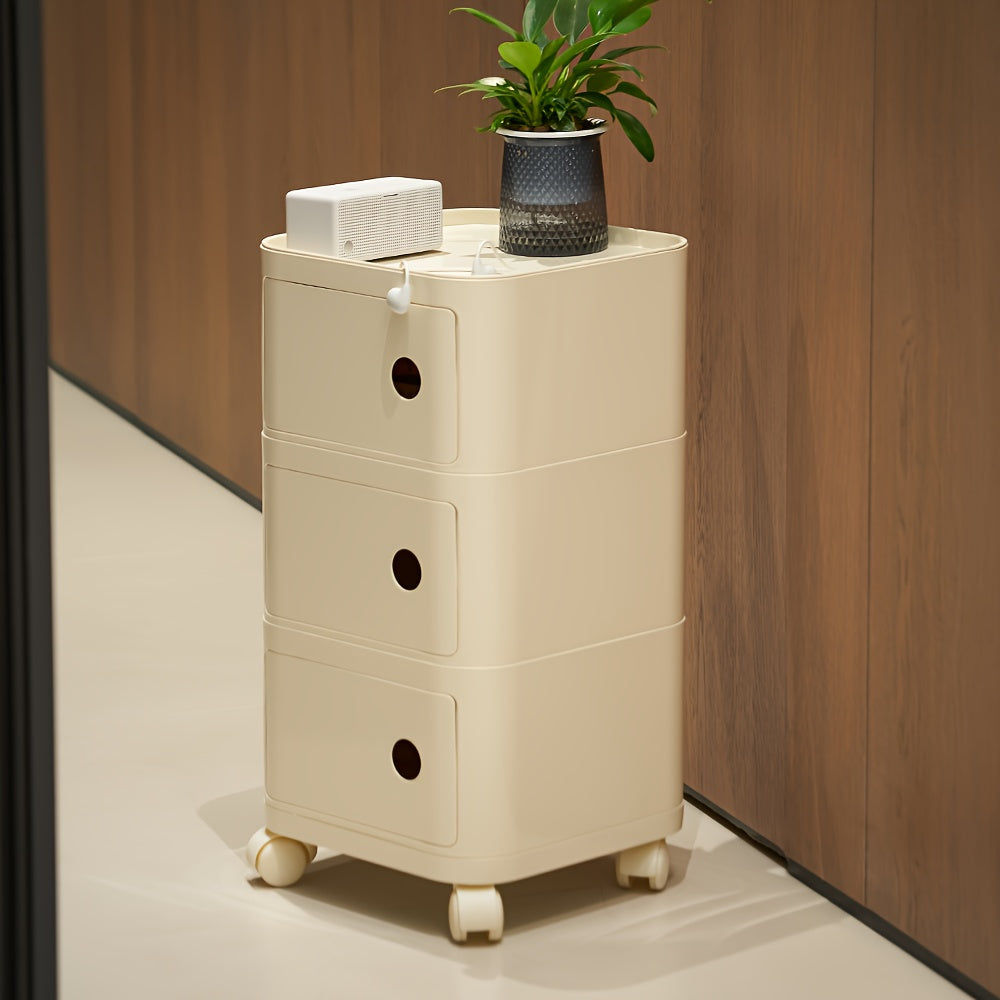 Square Bedside Table, ABS Plastic Drawer Organizer for Home Use