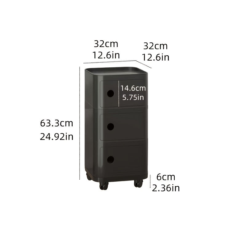 Square Bedside Table, ABS Plastic Drawer Organizer for Home Use